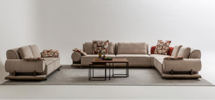 Fabric sofa Couch Living landscape Corner Design Modern Sofa Corner sofa L-shape Beige new