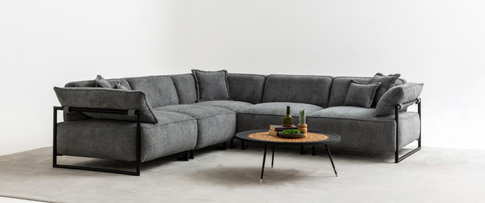 Fabric sofa Couch Living landscape Corner Design Modern Sofa Corner sofa L-shape Gray