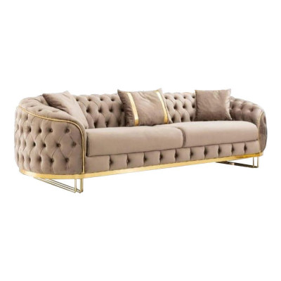 Designer Living room Set 3-Seater Sofa and Armchair Beige Color 2-piece. new