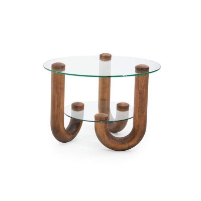 Luxurious Wood Side table with glass top Stylish Furniture for Living room