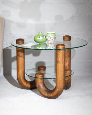 Luxurious Wood Side table with glass top Stylish Furniture for Living room