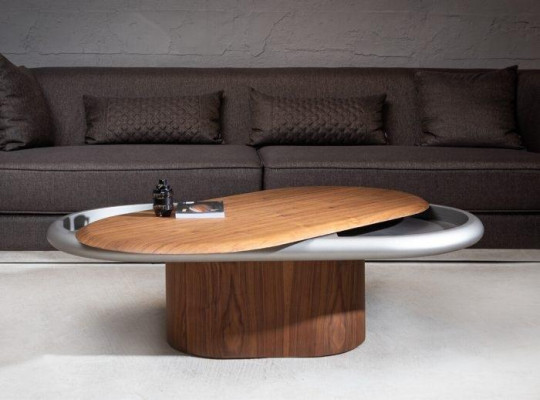 exclusive Luxury Living room Oval Coffee table Brown Color Modern Wood