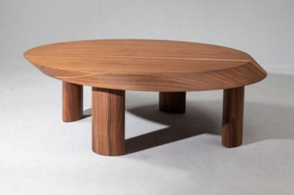 Design Luxury Living room Round Coffee table Brown Color Modern Wood new