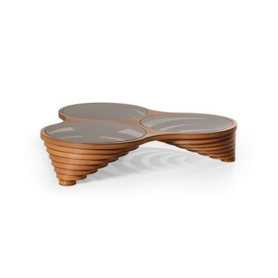 exclusive luxury living room coffee table brown color with glass top modern