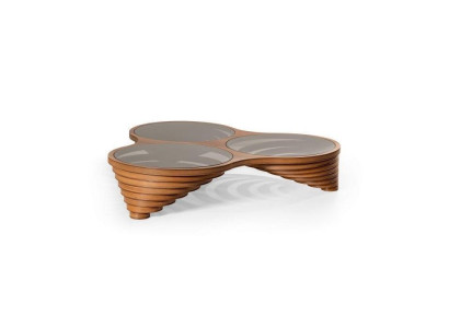 exclusive luxury living room coffee table brown color with glass top modern