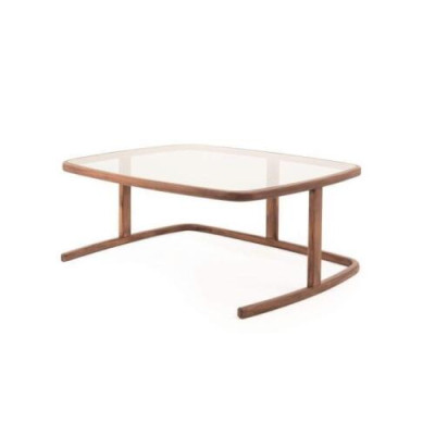 Luxurious round coffee table with wooden top in light modern colour