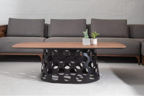 Light brown rectangular coffee table. Stylish living room table. Sofa table
