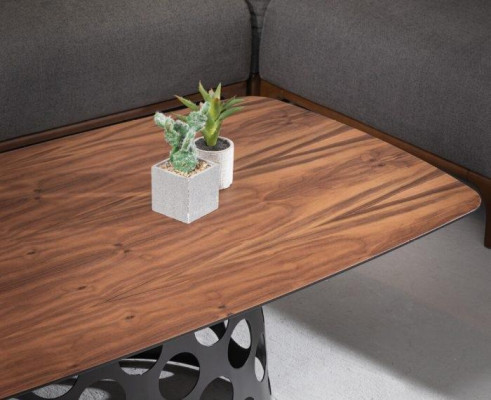 Light brown rectangular coffee table. Stylish living room table. Sofa table