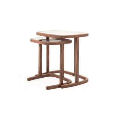 Luxurious storage table set designer coffee tables white wooden top 2 pieces
