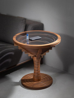 exclusive r Wood Side table Living room Round coffee table glass top