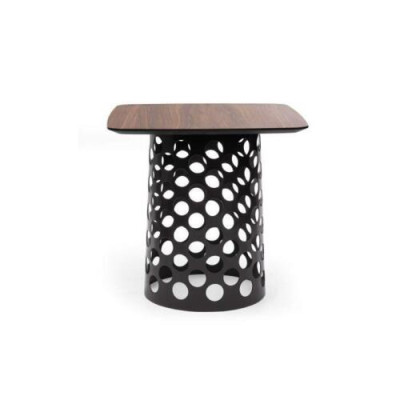 Luxurious metal table designer wooden top living room side table