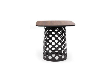 Luxurious metal table designer wooden top living room side table