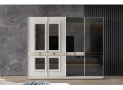 Robust White Wardrobe Bedroom Designer Wardrobe Glass Cabinet