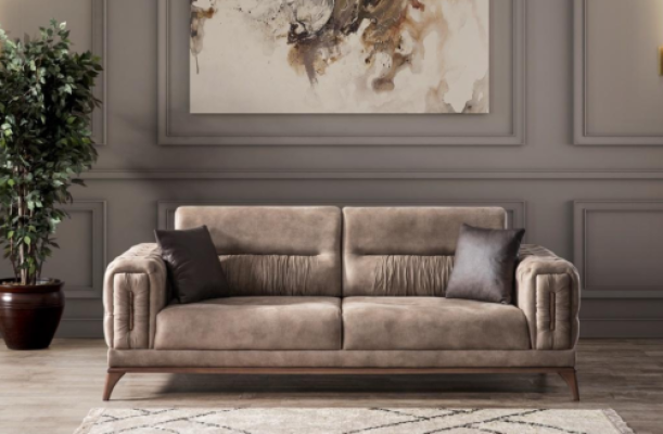 Gray Upholstery Three Seater Luxury Chesterfield Living room 3-Seater