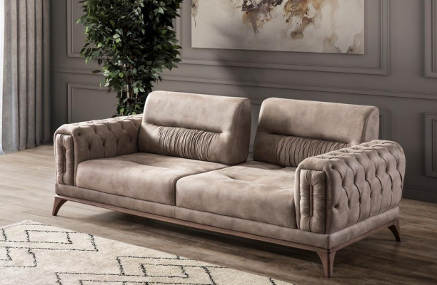 Gray Upholstery Three Seater Luxury Chesterfield Living room 3-Seater
