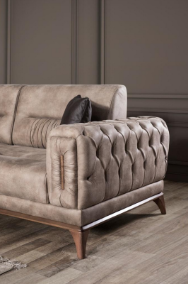 Gray Upholstery Three Seater Luxury Chesterfield Living room 3-Seater
