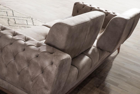 Gray Upholstery Three Seater Luxury Chesterfield Living room 3-Seater