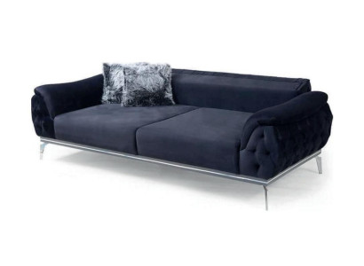 Black Chesterfield Design Textile Material Modern 3-Seater Fabric Sofa