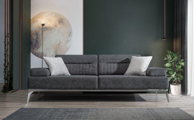 Gray Living room 3-Seater Fabric Sofa Modern Luxury Design Textile Material