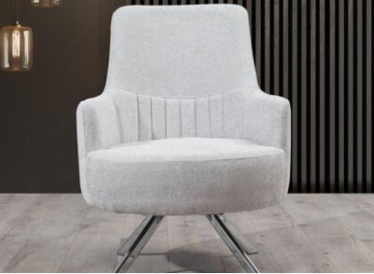 White Color 1-Seater Living room Fabric Armchair Modern Design Textile Material