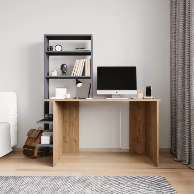 Bedroom Youth Room Desk Computer Desk Modern Design Brown Gray