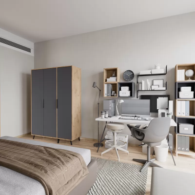 Gray Brown Modern Design Wardrobe Rectangular Bedroom Luxury