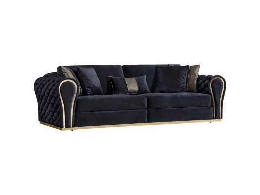 Stylish black 3-seater luxury living room seating furniture upholstered sofa