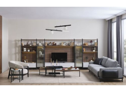 Designer Sofa set Living room Wood Furniture 3-Seater Armchair Coffee tables