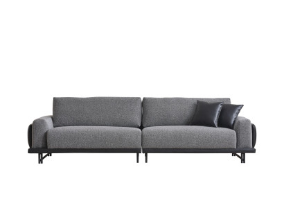 Gray living room three seater luxury upholstered furniture designer wooden frame