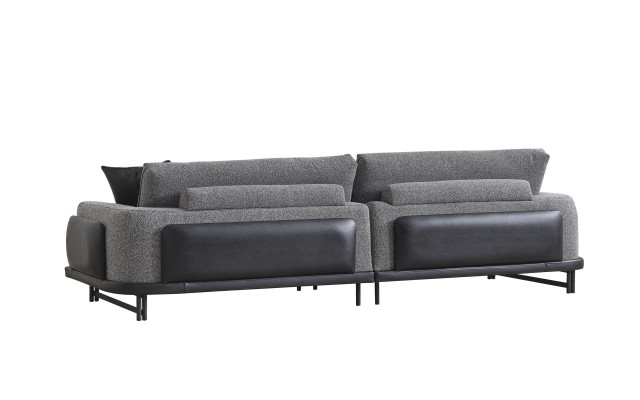 Gray living room three seater luxury upholstered furniture designer wooden frame