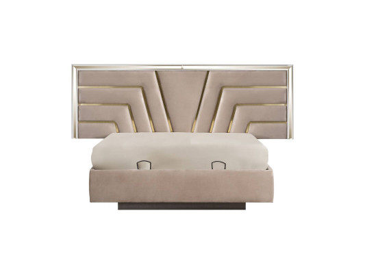 Beige Bedroom Double bed Stable wooden frame Designer Upholstery Bed