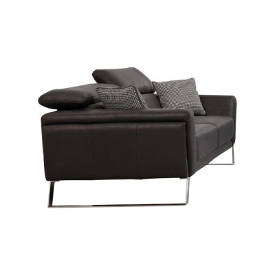 Black Living room Three Seater Designer Sofa Luxury Leather 3-Seater Furniture