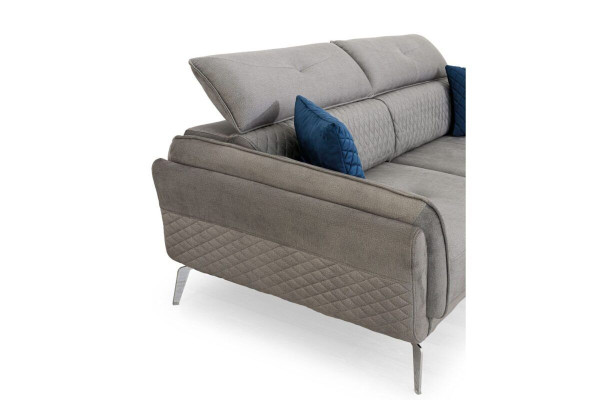 Gray Fabric Sofa Luxurious Upholstered Couch Modern Three Seater Textile Furniture
