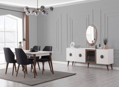 Black & White Dining room Furniture Designer Sideboard Luxury Dining table Chairs