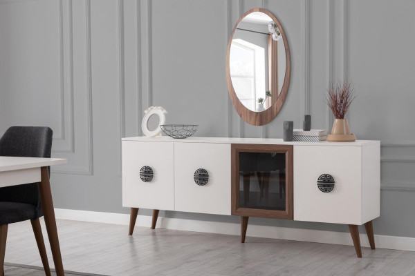 Black & White Dining room Furniture Designer Sideboard Luxury Dining table Chairs