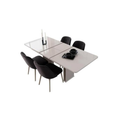 Dining room Furniture White Dining table Dining set Designer Chairs 5tlg Set new