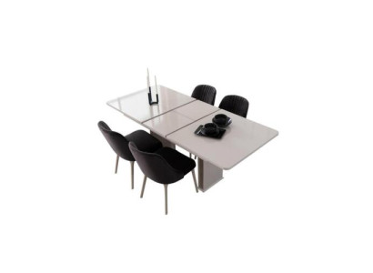 Dining room Furniture White Dining table Dining set Designer Chairs 5tlg Set new