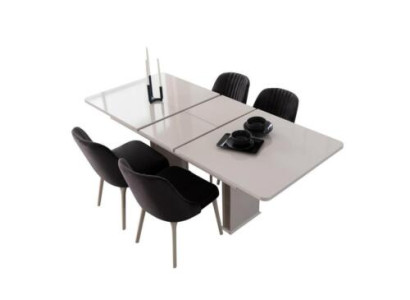 Dining room Furniture White Dining table Dining set Designer Chairs 5tlg Set new