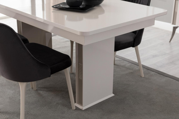 Dining room Furniture White Dining table Dining set Designer Chairs 5tlg Set new
