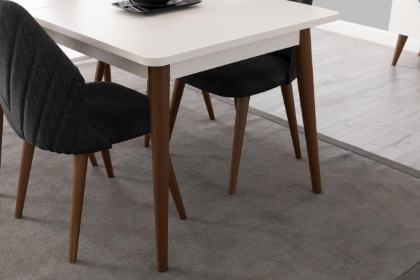 Dining room set White Dining table 4x upholstered chairs Luxury wooden table 5-piece set