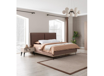 Brown Double bed Designer Bedroom Furniture Upholstery Luxury Beds