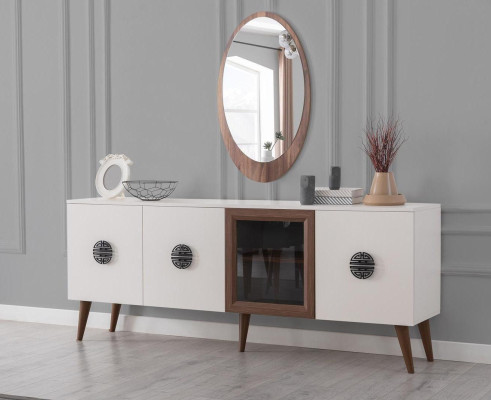 Modern Dining room Furniture Designer Sideboard Luxury Mirror 2-piece Set new