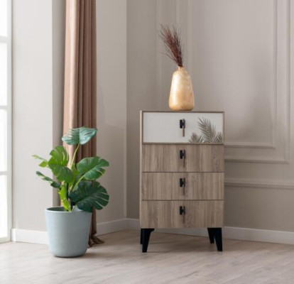 Bedroom Furniture Light Brown Tall Dresser Designer 4x Door Chest of drawers