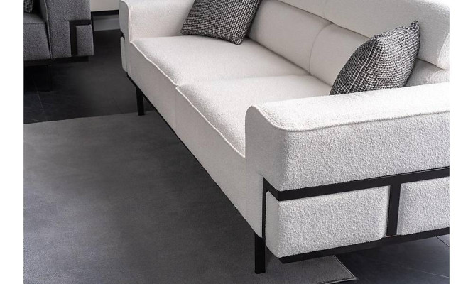 Living room White textile sofa exclusive r three-seater upholstery couch new