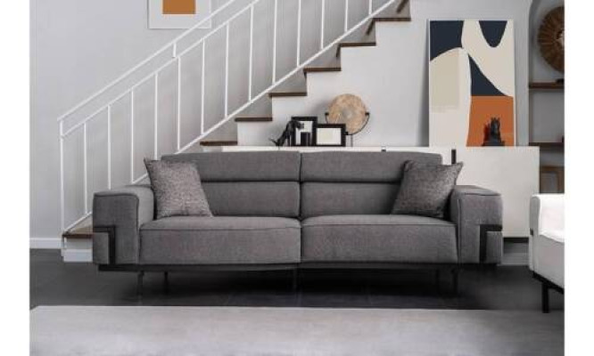 Modern Gray Upholstery Three Seater Comfort able Living room Couch 3-Seater