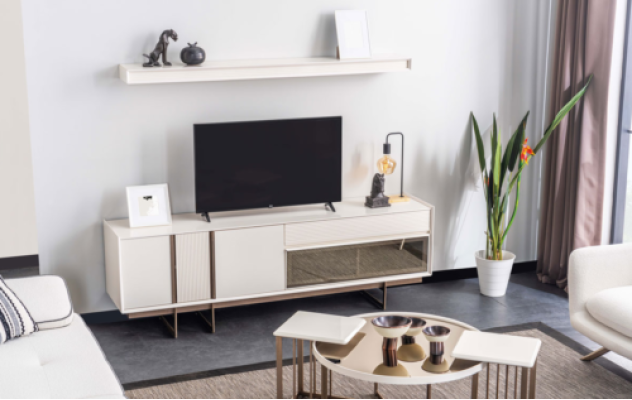 Stylish wall unit designer TV lowboard modern shelves robust furniture