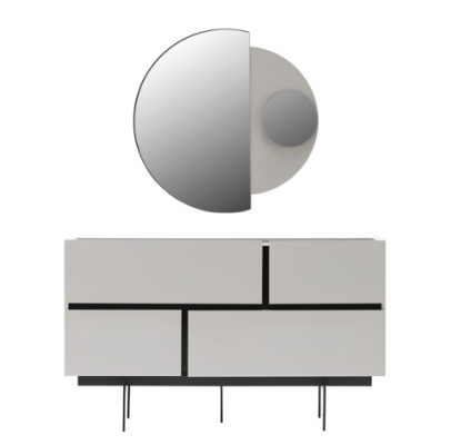 Stylish Bedroom Sideboard Designer Wood Chest of drawers Mirror 2-piece set
