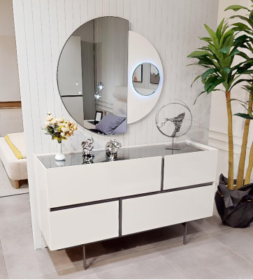 Stylish Bedroom Sideboard Designer Wood Chest of drawers Mirror 2-piece set