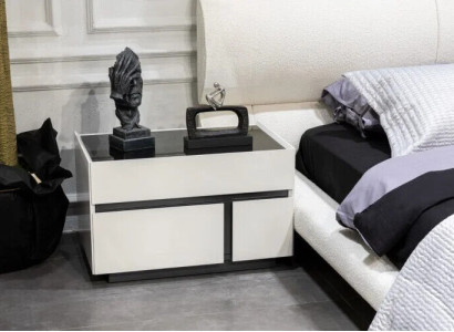 White-Black Bedside table exclusive Bedroom Night Console Wood Furniture