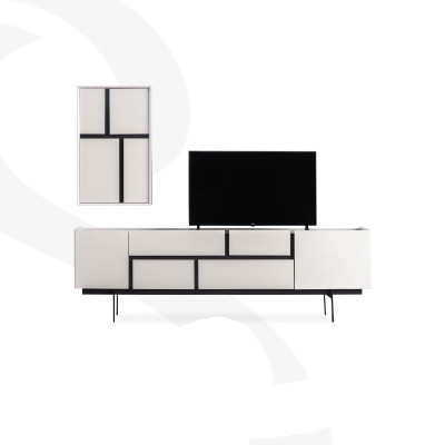 Stylish living room set consists of TV lowboard and wall cabinet 2 pieces.